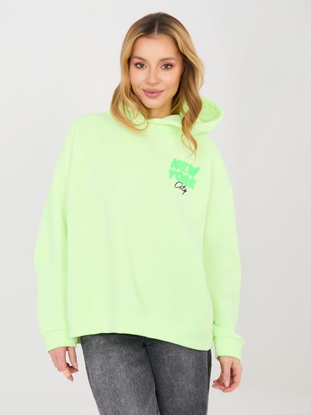 Fluo zielona damska bluza oversize z kapturem