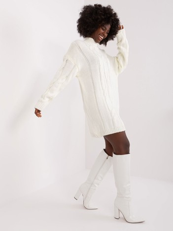 Ecru damska sukienka w warkoczowy splot RUE PARIS