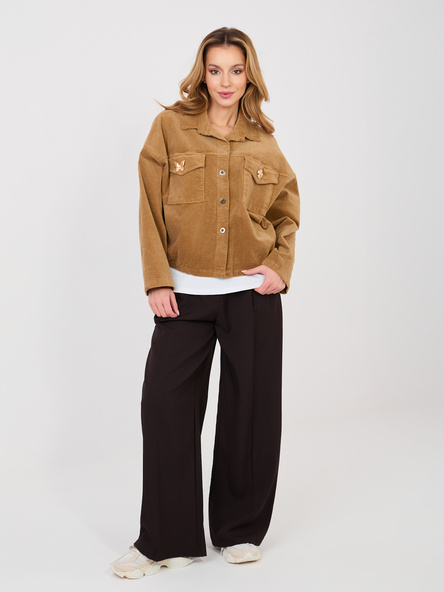 Camelowa sztruksowa kurtka z kołnierzem RUE PARIS