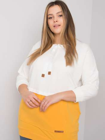 Ecru-żółta bluza plus size bez kaptura Sira