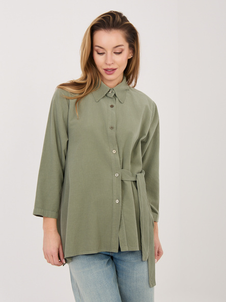 Khaki rozpinana koszula z sztruksu RUE PARIS