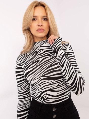 Czarno-biała dopasowana bluzka z wiskozy