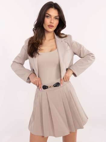 Ciemnobeżowe rozkloszowane spódnico-spodenki