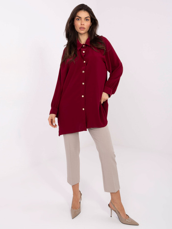 Bordowa rozpinana koszula z kołnierzykiem