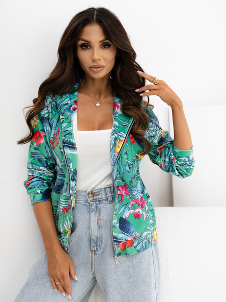 Zielono-niebieska welurowa bluza z printem RUE PARIS