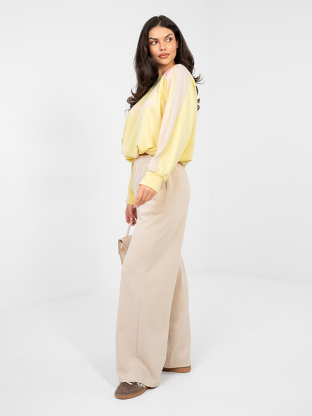 Beżowe dresowe spodnie z szeroką nogawką RUE PARIS