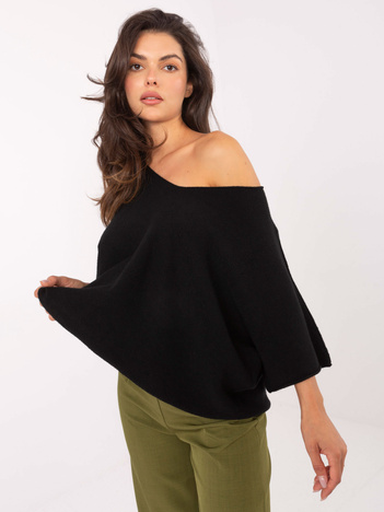 Czarny damski sweter oversize z wiskozą