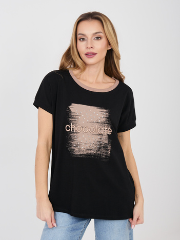 Czarna bawełniana bluzka oversize z napisem