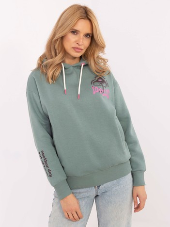 Pistacjowa bluza z nadrukiem na plecach SUBLEVEL