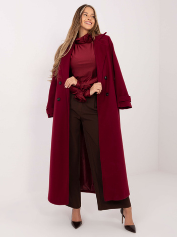 Bordowa wizytowa bluzka z ozdobnymi różami