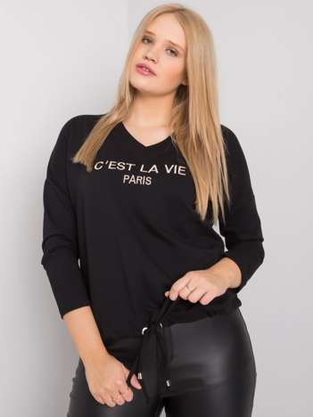 Czarna bluzka plus size z napisem Sherilyn