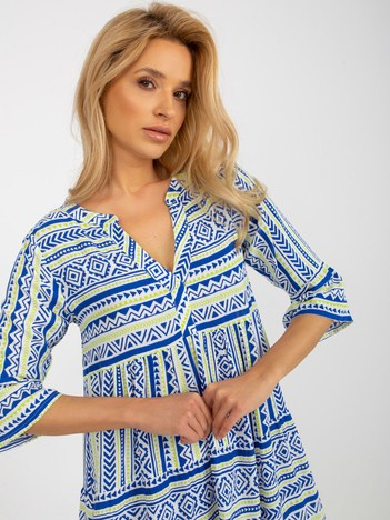 Ciemnoniebieska letnia sukienka z wiskozy we wzory SUBLEVEL