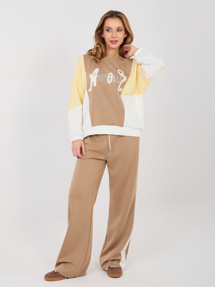 Ciemnobeżowy dresowy komplet z bluzą oversize RUE PARIS