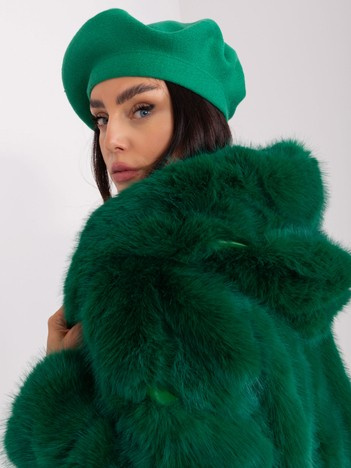 Zielony damski beret z dzianiny