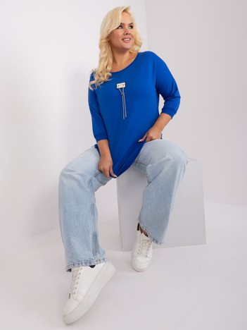 Ciemnoniebieska bluzka plus size z rozcięciami