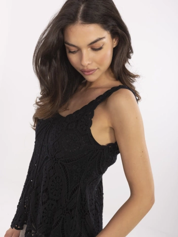 Czarna letnia bluzka boho z bawełny