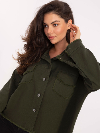 Khaki jeansowa kurtka z kołnierzykiem RUE PARIS