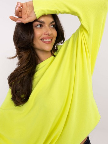 Fluo żółty sweter oversize z dekoltem w łódkę