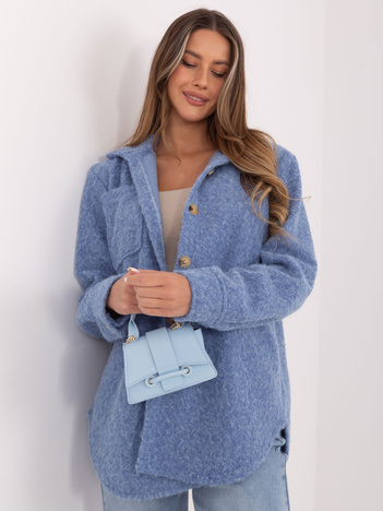 Niebieska koszulowa kurtka z kieszeniami RUE PARIS