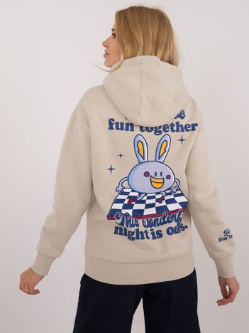 Beżowa ocieplana bluza z nadrukiem SUBLEVEL