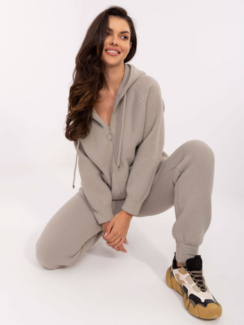 Szary komplet alpaka z bluzą z kapturem