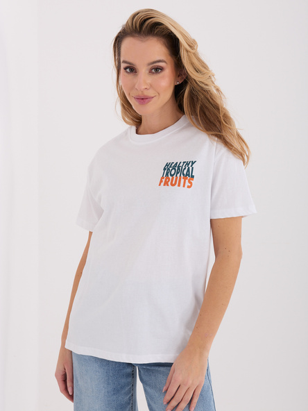 Biały t-shirt z nadrukiem na plecach SUBLEVEL