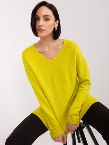 Limonkowy damski sweter oversize RUE PARIS