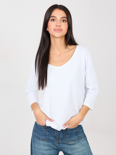 Biała damska bluzka basic z rękawem 3/4 RUE PARIS