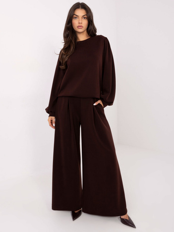 Ciemnobrązowe szerokie spodnie od kompletu