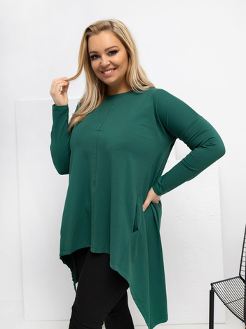 Ciemnozielona asymetryczna bluzka plus size