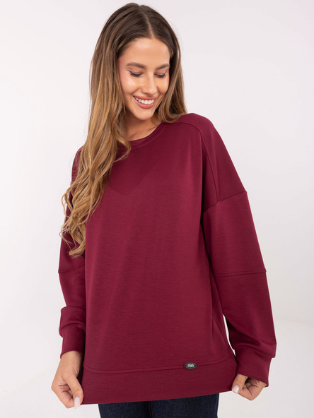 Burgundowa damska bluza w jednolitym kolorze