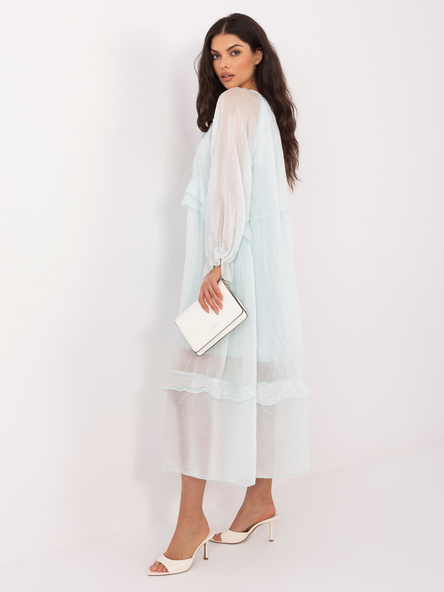 Miętowa sukienka boho z podszewką