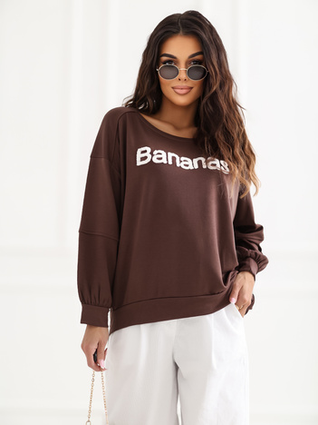 Ciemnobrązowa bluza oversize bez kaptura RUE PARIS