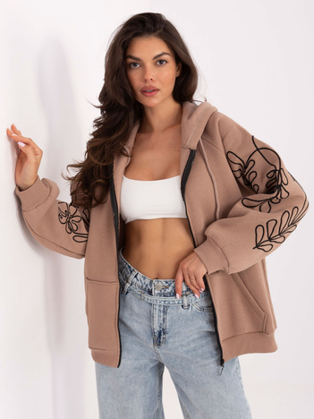 Ciemnobeżowa rozpinana bluza oversize