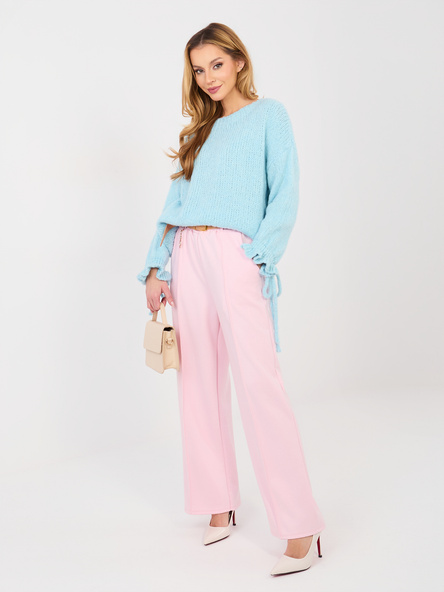 Pastelowe różowe spodnie z ozdobną zawieszką RUE PARIS