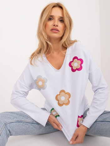 Biała bawełniana bluzka z długim rękawem
