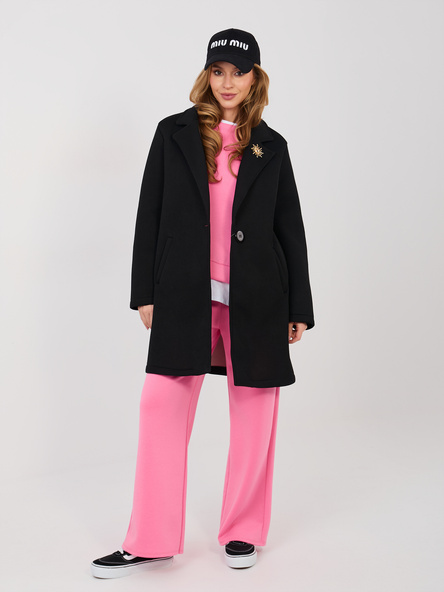 Czarny piankowy płaszcz przed kolano RUE PARIS