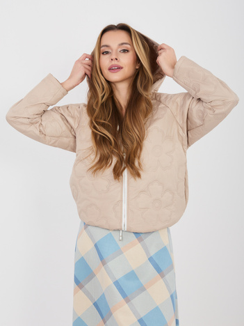 Beżowa kurtka z kwiatowym pikowaniem RUE PARIS