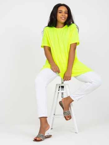 Fluo żółta asymetryczna tunika plus size z wiskozy