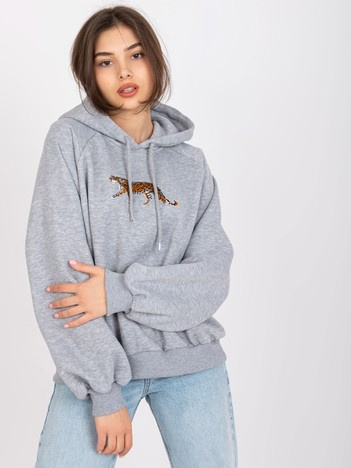 Szara melanżowa damska bluza dresowa z kapturem Peggy