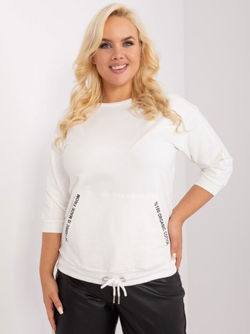 Ecru bawełniana bluzka damska plus size
