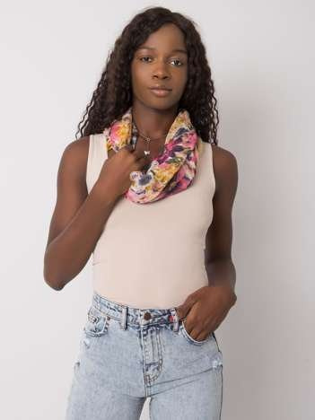 Beżowo-granatowa wzorzysta chusta z wiskozy