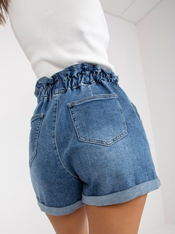 Niebieskie damskie szorty jeansowe z wysokim stanem
