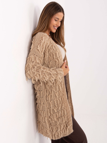 Beżowy damski kardigan bez zapięcia RUE PARIS