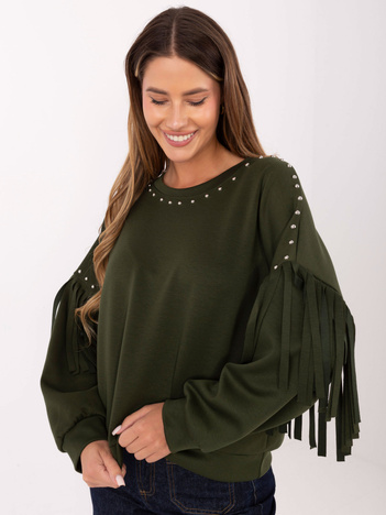 Khaki damska bluza w stylu country RUE PARIS