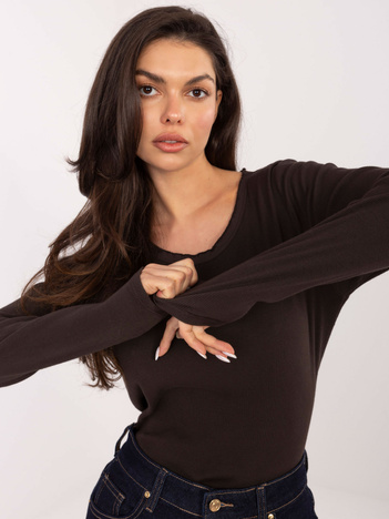 Czekoladowa bluzka longsleeve z naszywką na plecach