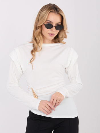 Ecru drapowana bluzka z ozdobnym detalem