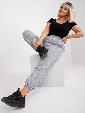 Szare melanżowe dresowe spodnie plus size z kieszeniami Banni