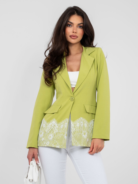 Limonkowa damska marynarka o klasycznym kroju