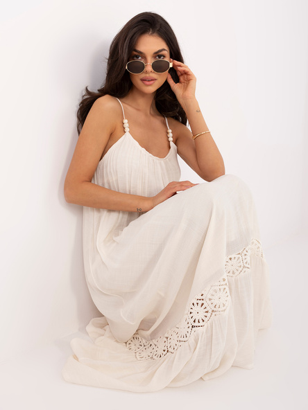 Jasnobeżowa boho sukienka na ramiączkach